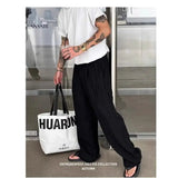 Riolio Summer Cityboy Pants Texture Soft Single Pleated Straight Casual Pants Men's Korean Retro High-end Loose Trousers Aesthetic Wear