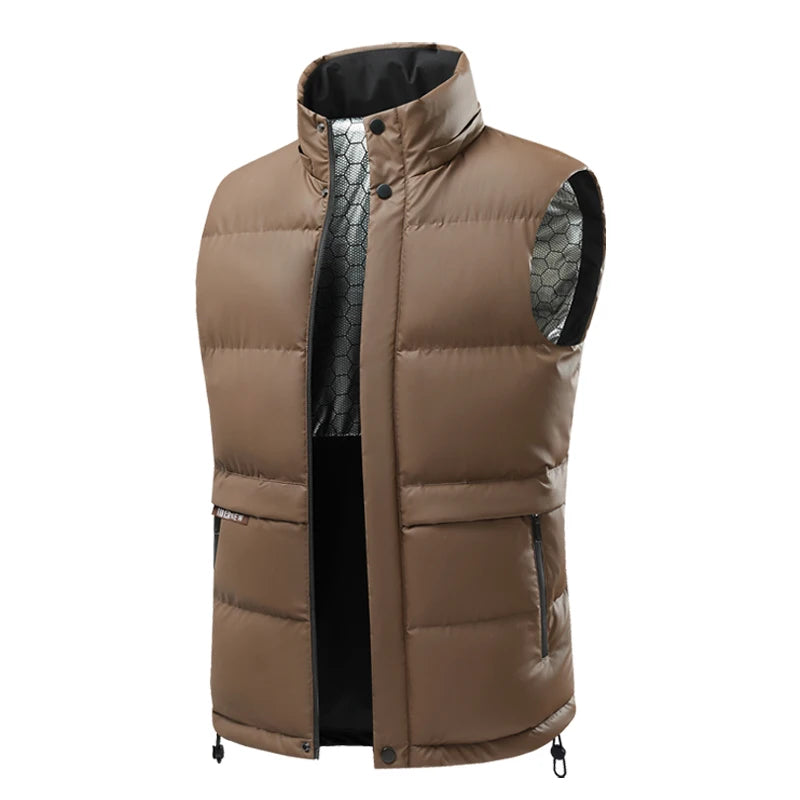 Riolio Men's Hooded Loose Solid Color Warm Vest Male Version Camisole Jacket Graphene Cotton Vest Autumn Winter Quality Men's Vest