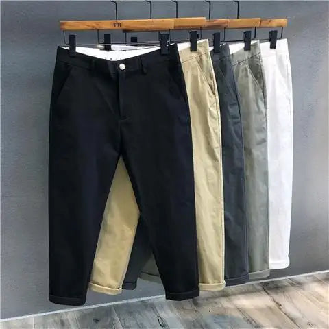 Riolio Autumn Winter Men's Korean Fashion Casual Thin Small Straight Leg Korean Loose Crop Pants Comfortable Versatile Pants