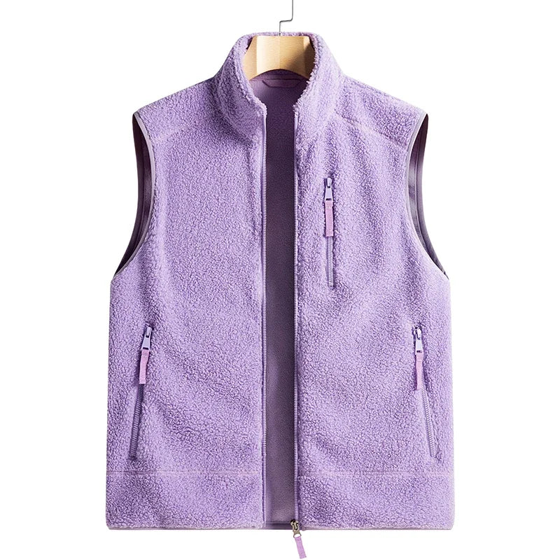 Riolio Outdoor Sleeveless Coats Vests Male Warm Cotton Waistcoat Autumn Jackets Thick Vests Man Classic  Lamb Cashmere Men Fleece Vest