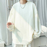 Riolio Spring Long Sleeved T-shirt Men White Casual T Shirt Men Streetwear Korean Loose Pleated T Shirt Mens Top Large Size M-5XL