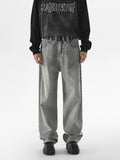 Riolio Autumn New Men's Fashion Baggy Jeans Gray Vintage High Street Wide Legs Denim Trousers Male Casual Straight Pants Streetwear