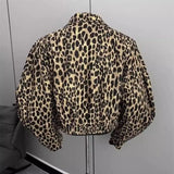 Riolio American Retro Leopard Print Jacket Men's Korean Style Style High-end Handsome Short Jacket Trendy High Street Style Denim Top