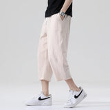 Riolio Summer Casual Pants Men's Wild Cotton and Linen Loose Linen Pants Korean Style Trend Nine-point Straight Trousers