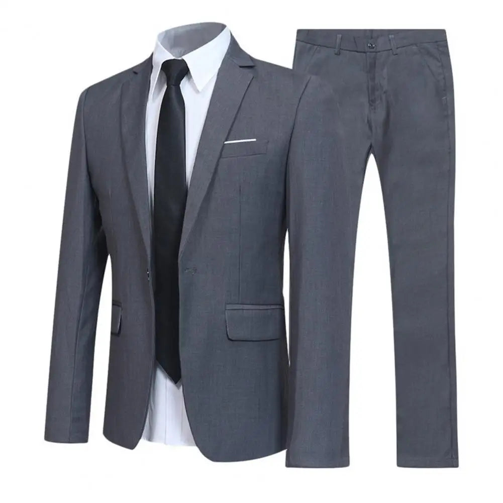 Riolio Men Suit Set Lapel Formal Stylish Buttons Pockets Blazer for Dating Men Suits Groom Wedding Jacket Pants Formal Coat Trousers