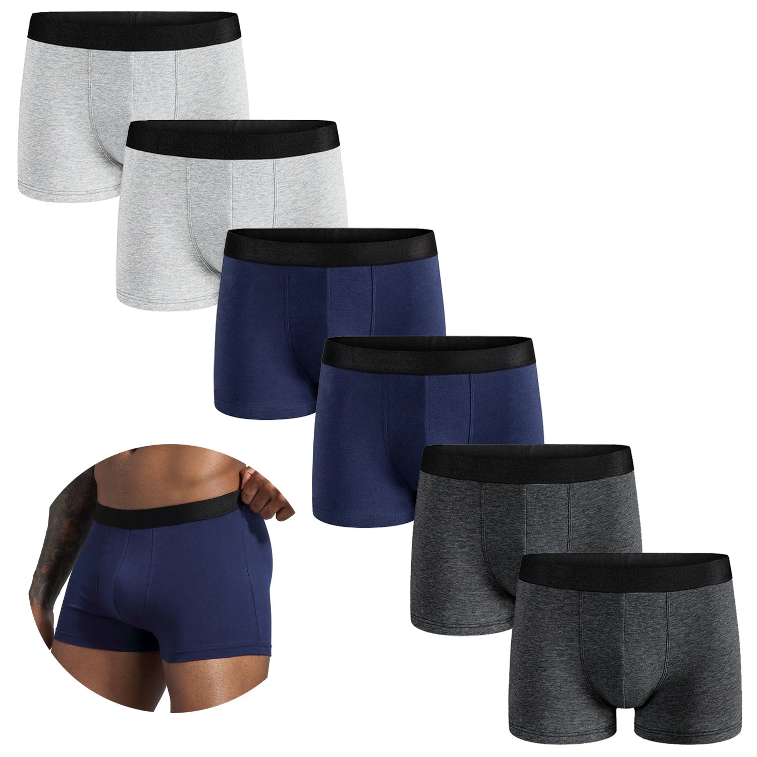 Riolio 6pcs Pack Men Panties Cotton Underwear Male Brand Boxer And Underpants For Homme Luxury Set Shorts Box Slip Kit