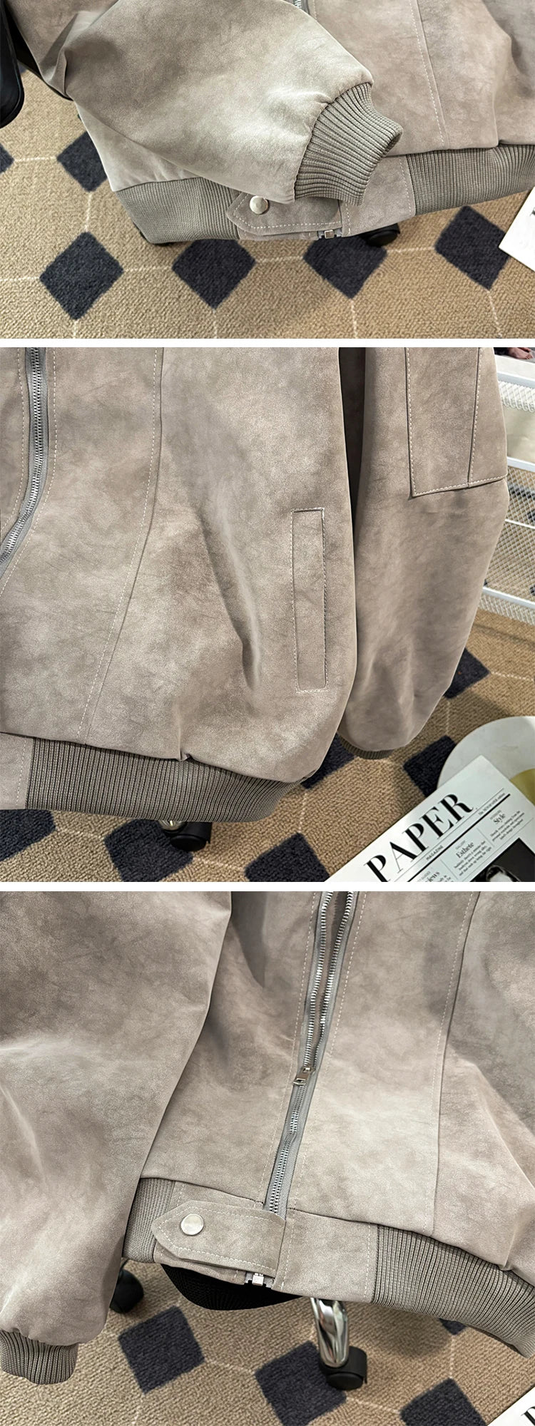 Riolio American Baseball Jacket Men's Autumn Winter Korean Style Trendy Loose Silhouette Work Jacket Handsome High-end Motorcycle Suit