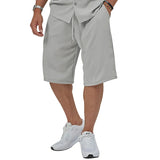 Riolio Summer Casual Men's Set Lightweight And Comfortable Men's Clothing Pocket Lapel Short-sleeved Shirt And Shorts Two-piece Suit