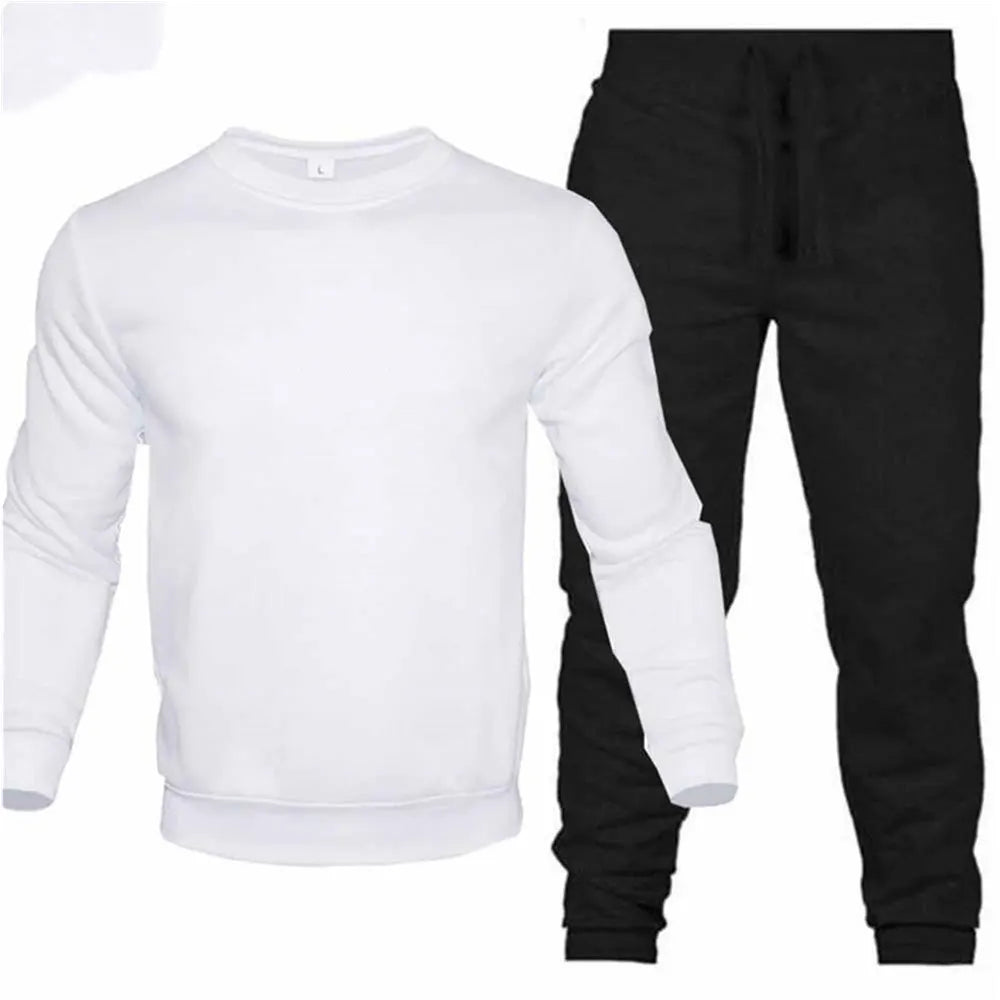 Riolio Men's Two-Piece Set O-Neck 2 Pieces Sets Tracksuit Hooded Sweatshirt +Drawstring Pants Male Sport Hoodies Running Sportswear
