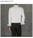 Riolio  New Naples Business Men Shirts Light Luxury Textured Lapel Striped Long Sleeve Cardigan Leisure Premium Commuter Blouse S-4XL