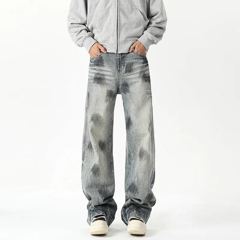 Riolio Jeans Men's New Denim Pants wash jeans New Fashion High Quality Washed Male Jeans Loose Wide Leg Trousers Straight Casual jean