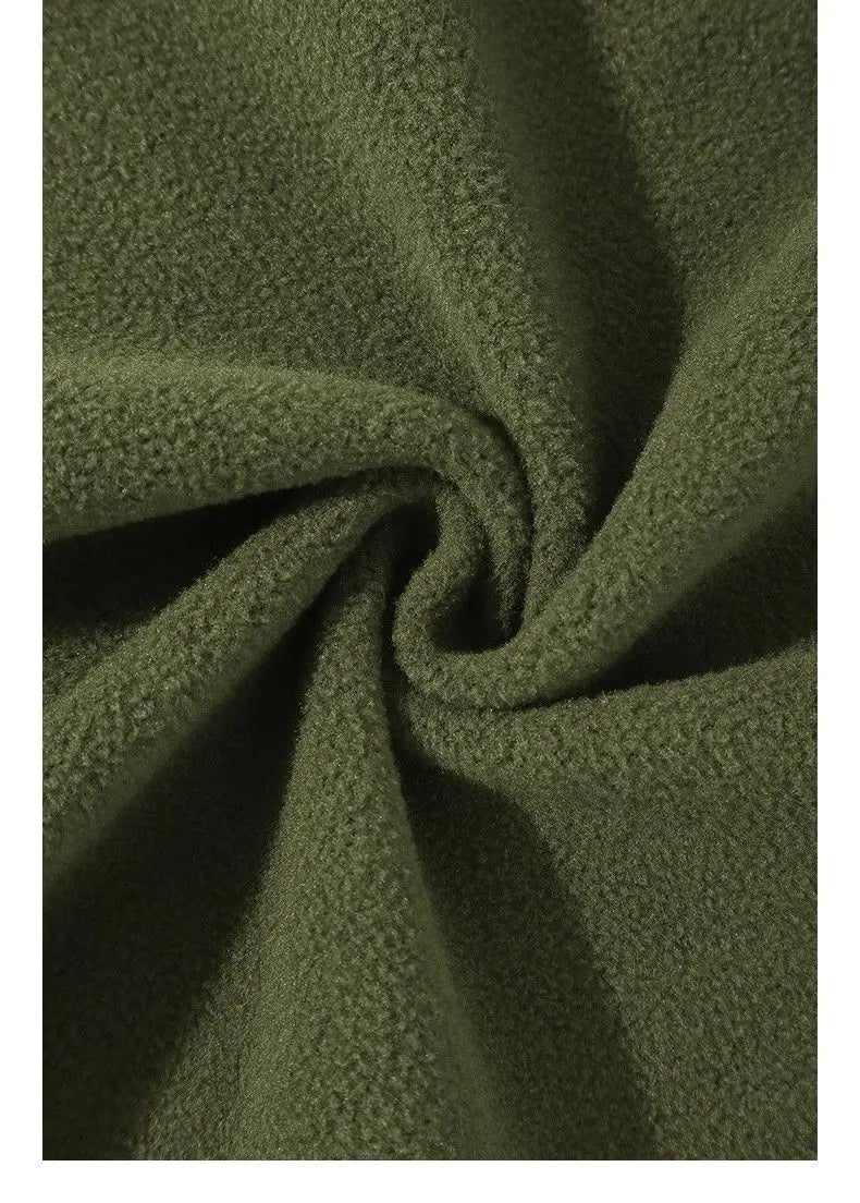 Riolio Double-sided Fleece! Retro Military Green Straight-leg Pants Women Loose Thickened Warm Drawstring Casual Wide-leg Pants Men