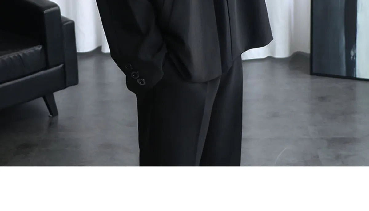 Riolio Male Elegant Casual Blazer Jacket Spring Autumn Versatile Loose Black Casual Jacket American 2025 New High Street Men's Suit