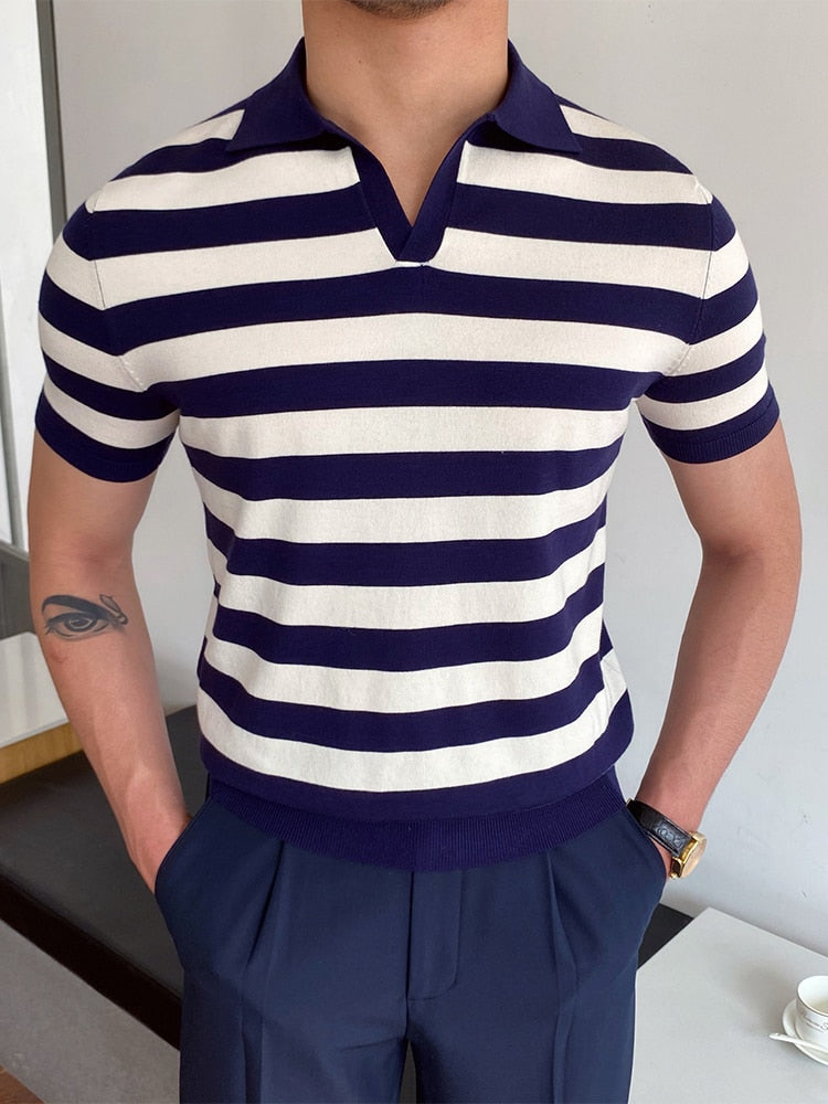 Riolio Summer Men Fashion Polo Shirts Short Sleeve Turn-down Collar Patchwork Casual Polos Mens Clothing Male Tops Pullover Streetwear