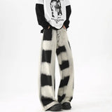 Riolio Baggy Jeans Men Fashion Retro Wide Leg Jeans Men Streetwear Hip-hop Loose Black Plaid Jeans Mens Vintage Denim Pants S-3XL