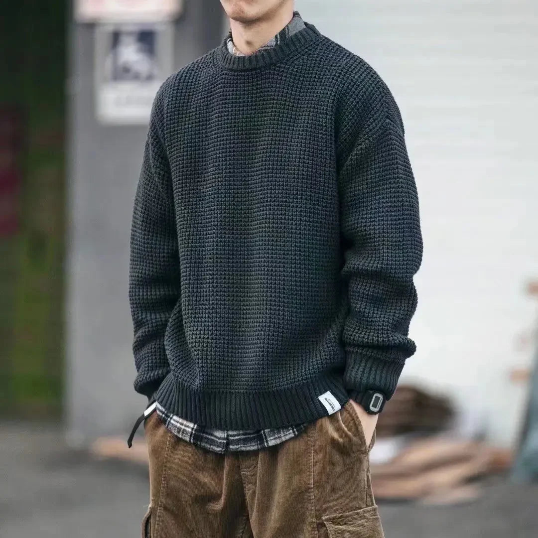 Riolio Oversize Knitwear Thick Korean Popular Clothes Knitted Sweaters for Men Autumnr and Winter Streetwear Aesthetic Top Pullover Man