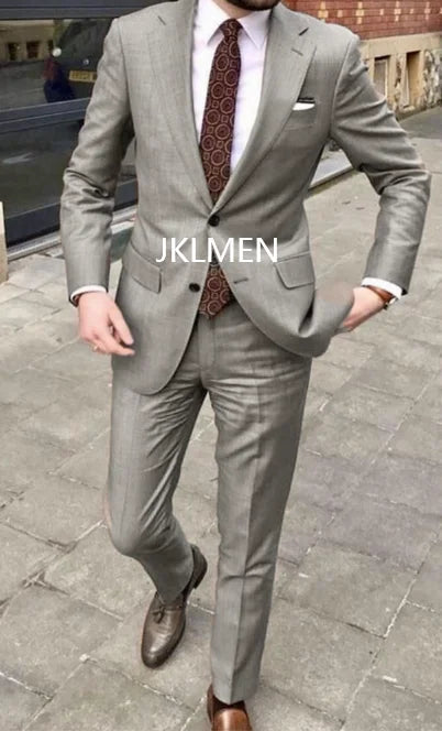 Riolio Men's Suit   Handsome Casual 2 Piece Suit For Men Wedding Tuxedos Notched Lapel Groomsmen  Business  Prom Blazer