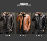 Riolio Casual Punk Rock Thick Leather Coats Slim Windproof Blazer Stand Collar Outwear Men's Pu Leather Jacket Zipper Motorcycle Jacket