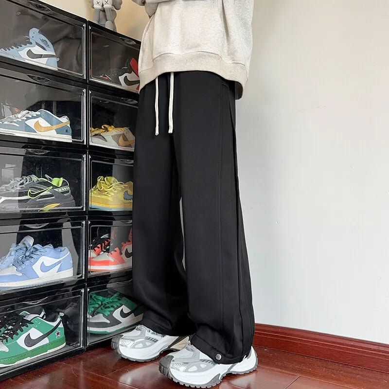 Riolio Black Casual Pants Men Fashion Oversized Wide Leg Pants Men Sweatpants Streetwear Loose Sports Pants Mens Joggers Trousers