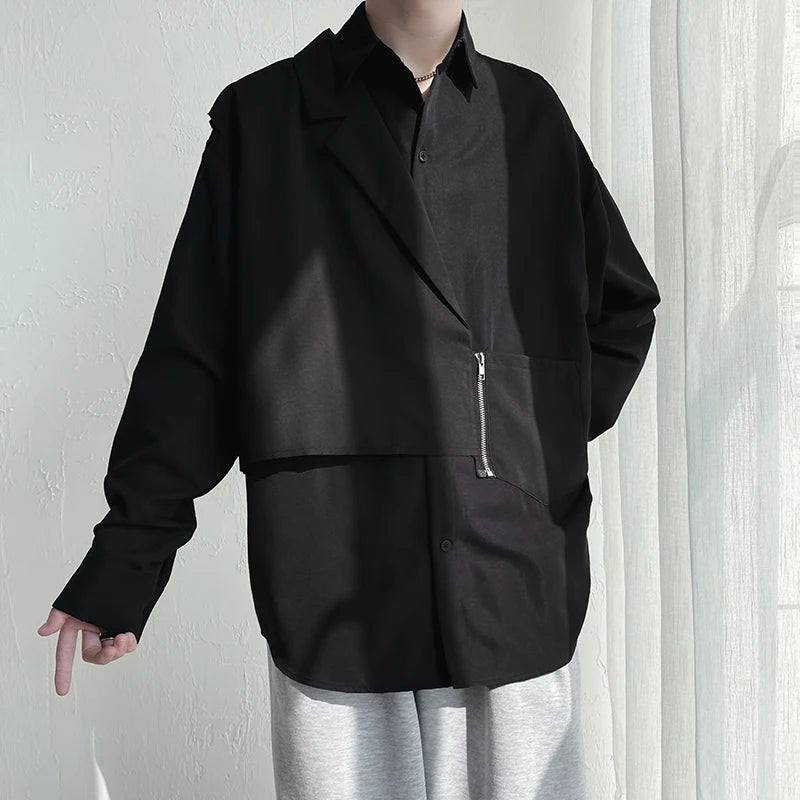 Riolio Design Shirts Men Japanese Patchwork Long Sleeve All-match Stylish Handsome Hip Hop Streetwear Korean Fashion Gentle Male Unisex
