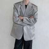 Riolio High Grade Metal Ring Blazers Men Leisure Loose Suit Jackets Male Lapel Fashion Streetwear Coat All-match Korean Suit-tops