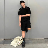 Riolio American Heavy Double Zipper Sports Suit Men's Summer Trendy Design Handsome Short-sleeved Shorts Casual Two-piece Set Urban