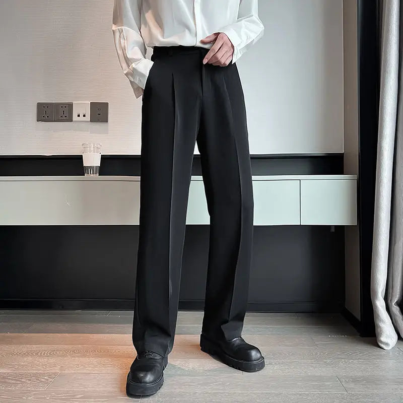 Riolio Wide Leg Gray Baggy Men's Summer Pants Tailoring Chinese Homme Dress Slacks Spring Clothes Male Suit Trousers Formal Designer Up