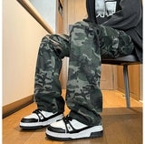 Riolio camouflage Jeans Men straight Pants patchwork male jean Fit Patchwork Streetwear Men's Trousers Denim Large size Hip Hop