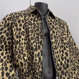 Riolio American Retro Leopard Print Jacket Men's Korean Style Style High-end Handsome Short Jacket Trendy High Street Style Denim Top