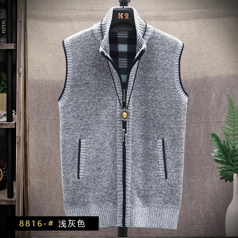 Riolio Atutumn and Winter New Men's Sweater Cardigan Knitting Vest Dailywear Warmth Thickened Zipper Jacket Waistcoat Male Streetwear