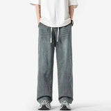 Riolio Summer Baggy Jeans Men Fashion Casual Straight Jeans Men Streetwear Hip-hop Loose Drawstring Vintage Jeans Mens Denim Trousers
