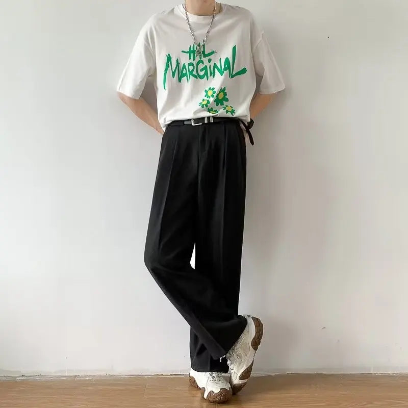 Riolio Casual Pants Men Simple Japanese Solid Loose Formal Baggy Streetwear Leisure All-match Office Clothing Fashion Trousers Classic