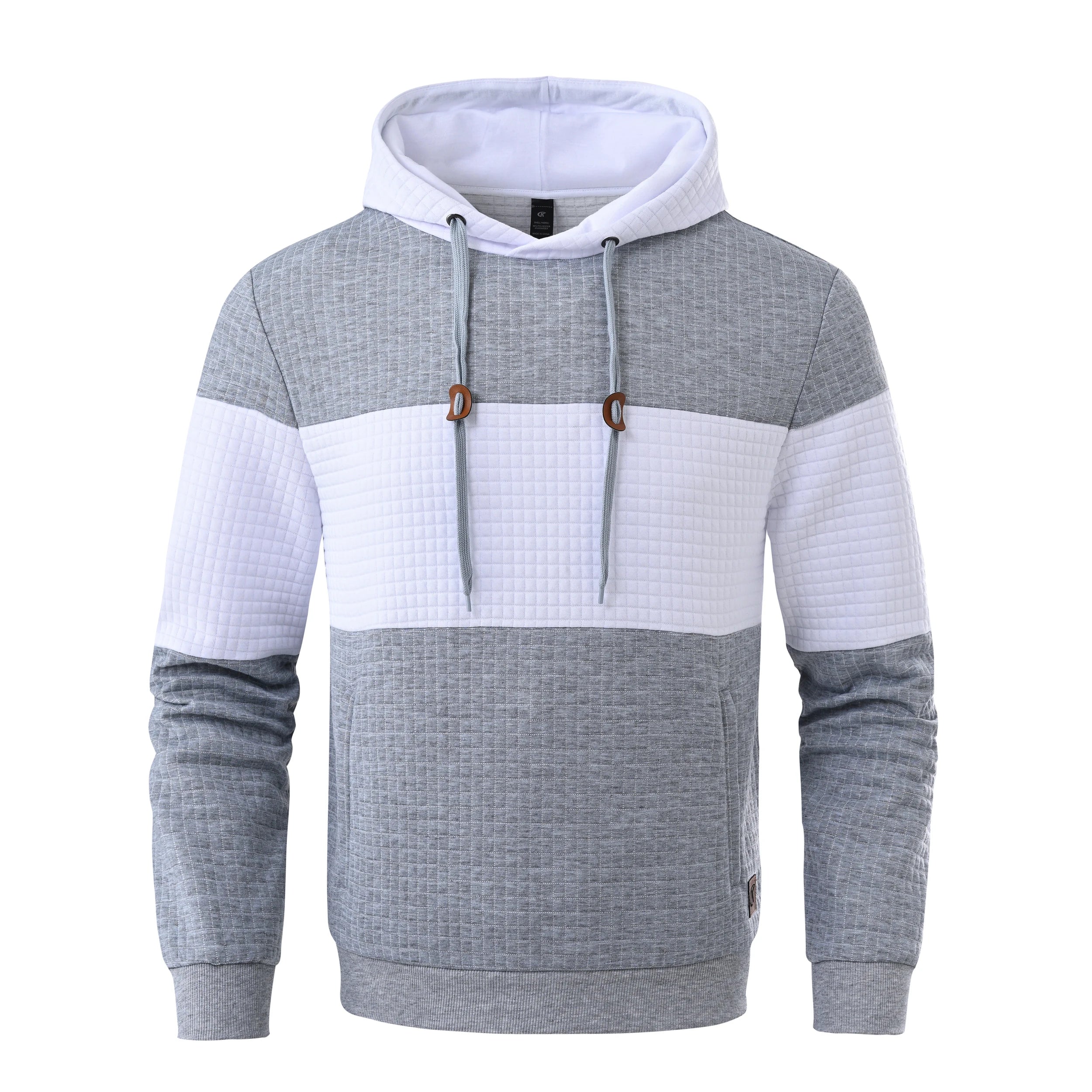 Riolio Autumn Men's Casual Fashion Hoodies Cozy Pullover Sweatshirt Tracksuit Hooded Sweatshirts Streetwear with Plaid Jacquard