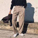 Riolio New British Retro Male Suit Pants Light Luxury Naples Slim-fit Dress Pants Casual Premium Popular Elegant FashionTrousers M-3XL