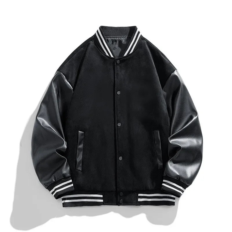 Riolio Bomber Wool Coat Premium Varsity Leather Wool Jacket High Street Jacket Men's Varsity Baseball College Leather Sleeves