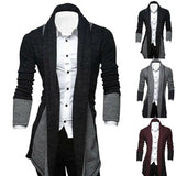 Riolio Stylish Long Sleeves Cardigan Coat Loose Fit Stretchy Knitted Sweater Color Block Breathable Men Knitwear Men's Clothing