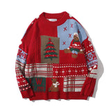 Riolio Round Neck Autumn/winter Ugly Christmas Sweater Japanese Vintage Loose Pullover Knitwear Little Bear Couple Red Knit Sweater Man