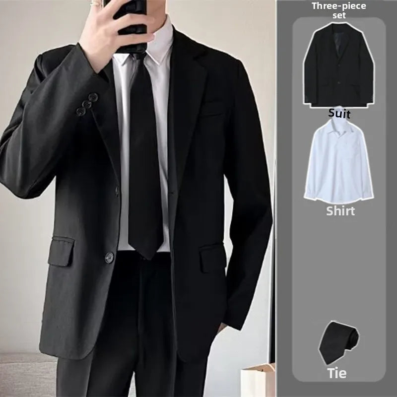Riolio Busin Casual Men's Suit Set Jaet Casual Spring Autumn Wedding Best Man Marriage Career Formal Small Suit M