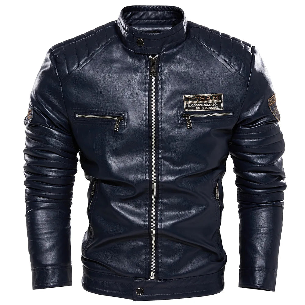 Riolio Men Outerwear Leather Moto Jacket Trend Brand Men's New Clothing Men Fashion Leather Jacket Streetwear Blazer Casual Jackets