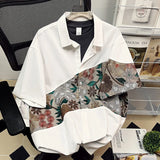 Riolio Summer Embroidered Shirts Men Fashion Casual Flower Shirts Mens Japanese Streetwear Loose Short Sleeve Shirts Men Plus Size