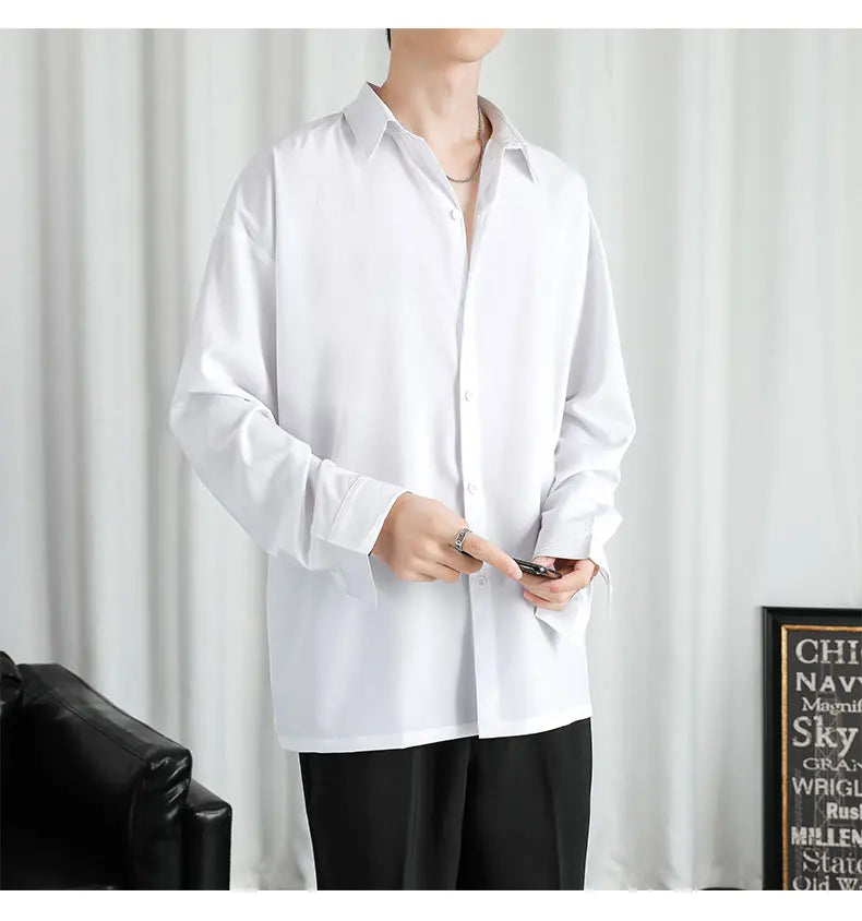 Riolio Shirt Men Solid  Long sleeved Shirt For Men Korean Fashion Shirts Comfortable Blouses Casual Loose Classic Single Breasted Shirt