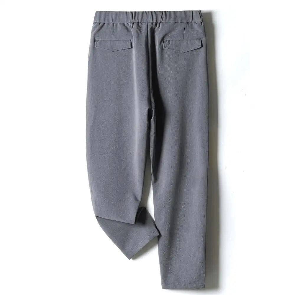 Riolio White Stretch Casual Ankle Pants Silhouette Men's Elegant Suit Pants Summer Korean Straight Loose Men's Smart Casual Trousers