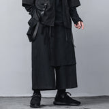 Riolio Mens Wide Leg Pants  Men Solid Color Joggers Streetwear Elastic Waist Pants Male Loose Irregular Skirts Trousers Men
