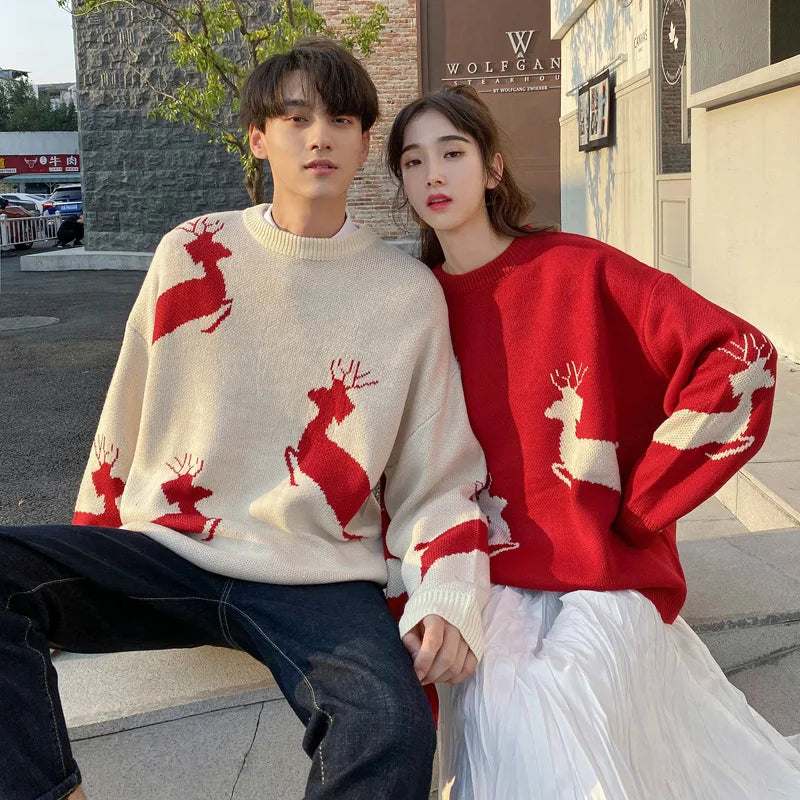 Riolio Autumn Winter Sweaters for Men and Women Couple Ugly Sweaters Korean Fashion Top Christmas New Year Pullovers Streetwear