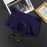 Riolio Seamless Ice Silk Underwear Men's Ultra-thin Boxer Shorts One-piece Mid-waist Summer Panties Trunk