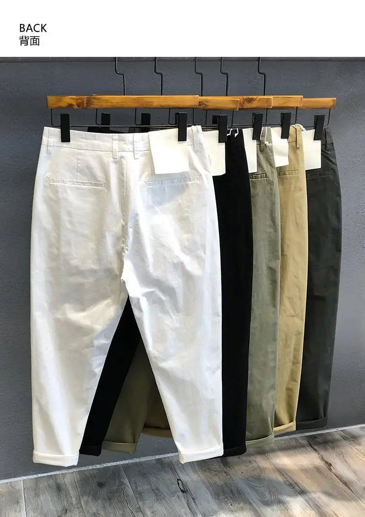 Riolio Autumn Winter Men's Korean Fashion Casual Thin Small Straight Leg Korean Loose Crop Pants Comfortable Versatile Pants