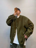 Riolio Hong Kong Style Retro Coat Versatile Solid Color Lamb Fur Plus Velvet Shirt Fashion High-end Autumn Winter Loose Fleece Jacket