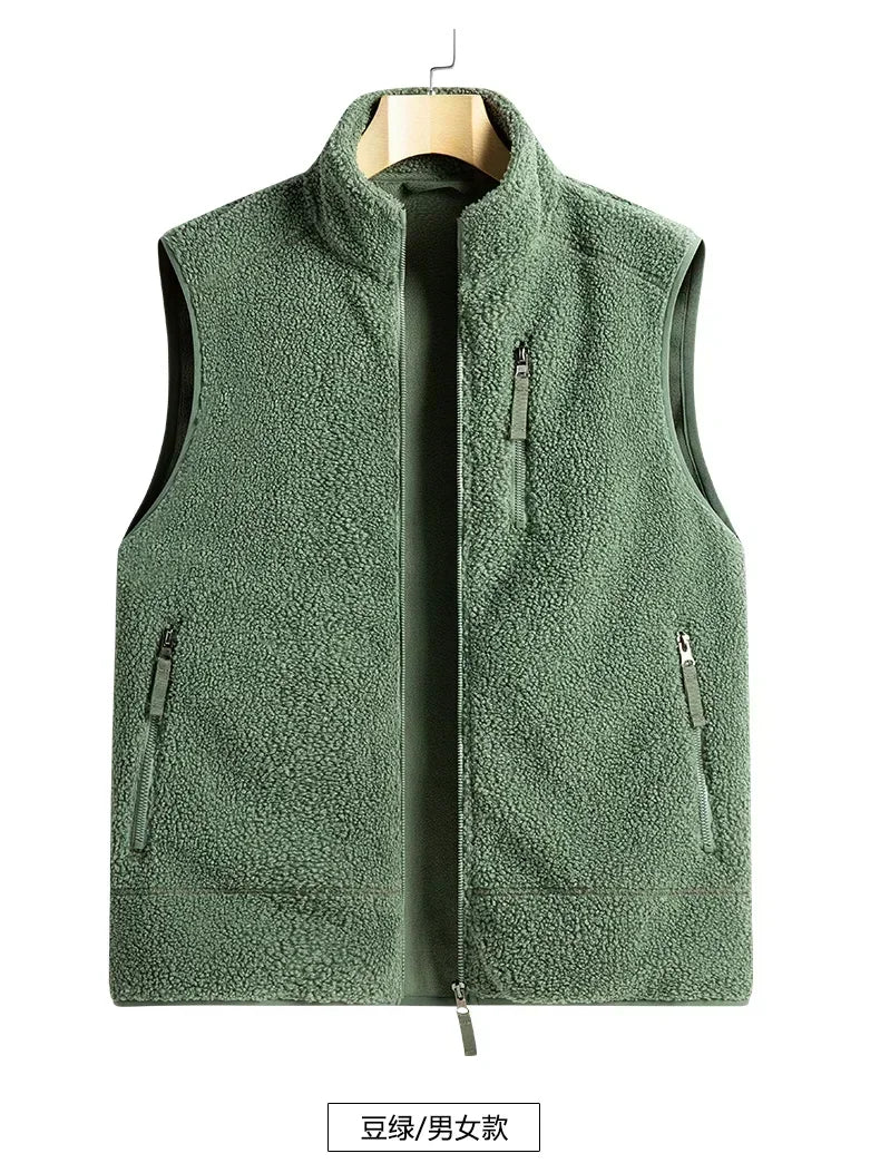 Riolio Outdoor Sleeveless Coats Vests Male Warm Cotton Waistcoat Autumn Jackets Thick Vests Man Classic  Lamb Cashmere Men Fleece Vest