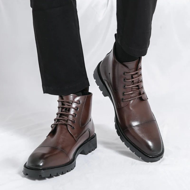 Riolio Men's short boots winter fashion new comfortable Amazon tight lace shoes old-fashioned business men's casual fashion shoes