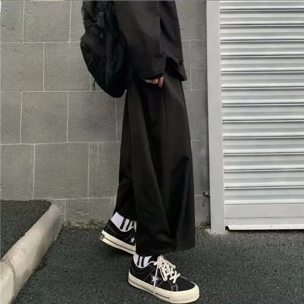 Riolio Men Trousers Plain Loose Oversize Casual Pants Spring Streetwear Fashion Leggings Button Wide-Leg Pants Men'S Clothing 2025  New